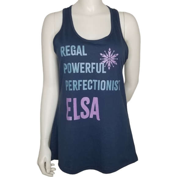 Junior Disney Frozen 2 Elsa Regal Powerful Razorback Tank Top Sz XL Indigo Blue - Picture 8 of 8
